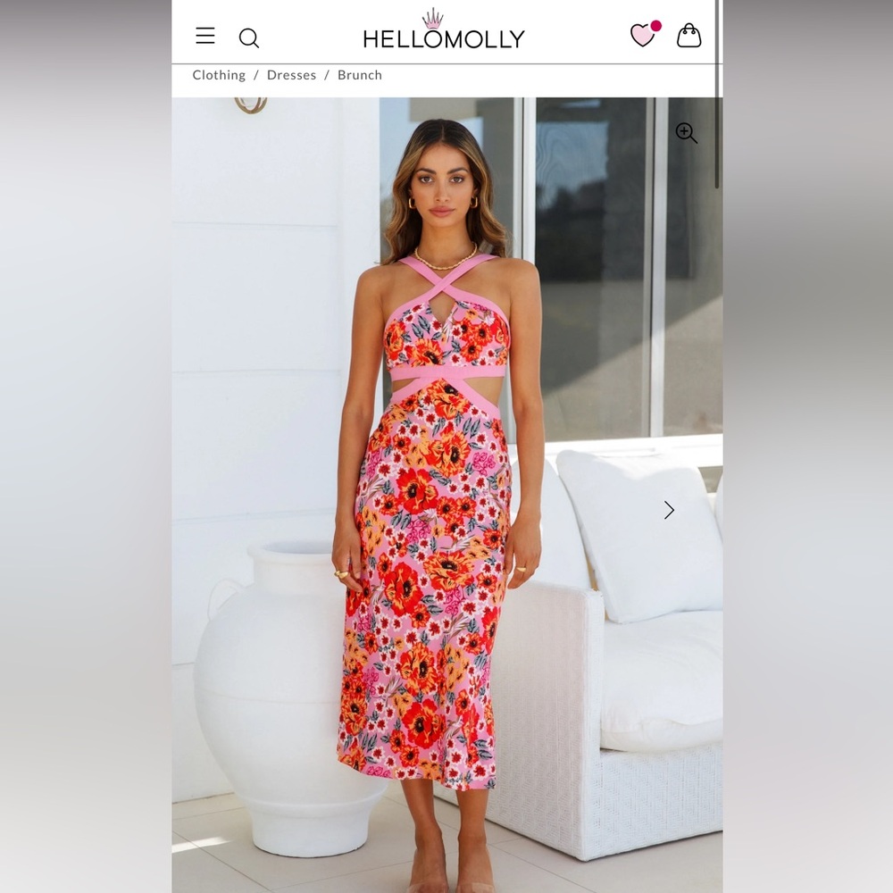 Hello Molly pink floral midi dress